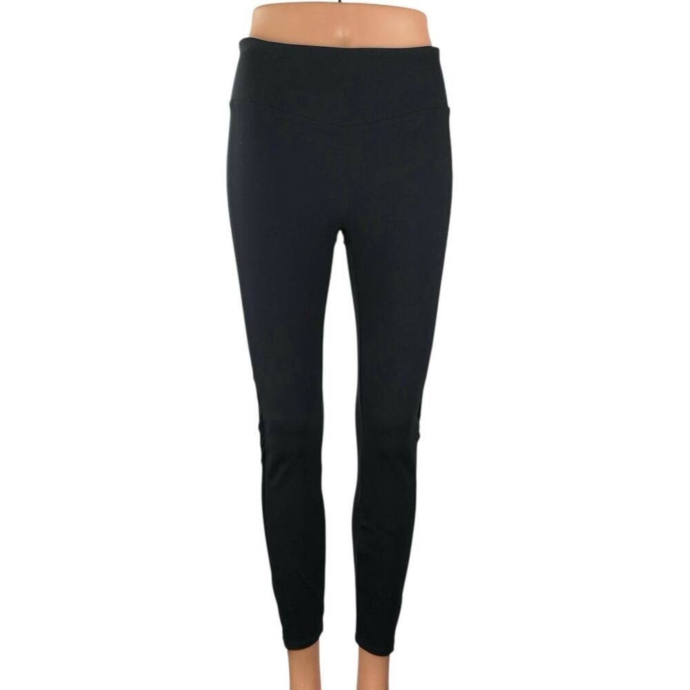 Spanx Womens Black Mid Rid Side Stripe Colorblock Yoga Athletic Leggings Pants M